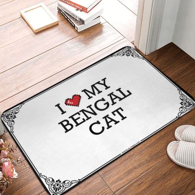 Abipuir Fall Outdoor Mats for Front Door I Love My Bengal Cat Doormat Welcome Mats Funny Man Cave Furniture (Color : Colour, Size : 40X60CM)