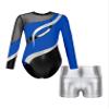 Agoky Girls 2Pcs Sparkle Ballet Dance Outfits Mesh Splice Gymnastic Leotard Unitard Biketard with Booty Shorts Set Tracksuit Royal Blue&Silver B 8 Years