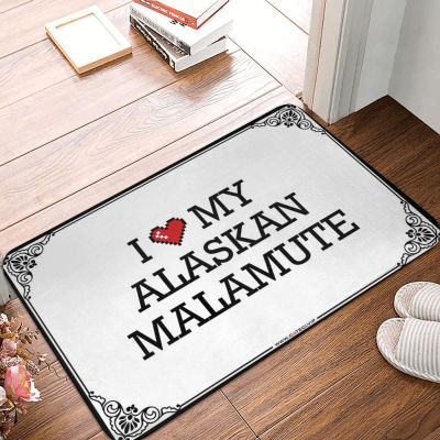 Abipuir Farmhouse Front Porch Decor I Love My Alaskan Malamute Doormat Porch Decorations Outdoor Teens Stuff (Color : Colour, Size : 40X60CM)