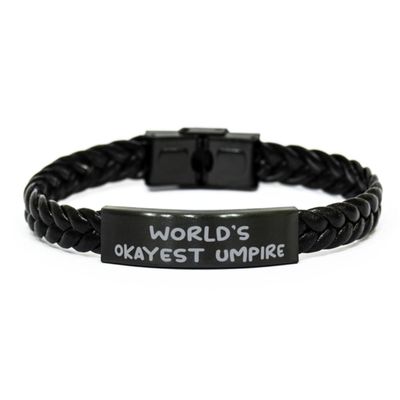 Gag Umpire Gifts, World's, Motivational Birthday Braided Leather Bracelet For Colleagues, Engraved Bracelet From Colleagues, Referee, Gift ideas, Baseball, Softball, Sports
