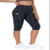 ODODOS Women's Knee Length High Waisted Yoga Capri Leggings with Pockets, Printed Workout Running Sports Athletic Yoga Capris, Wave Line Charcoal, XX-Large view 1