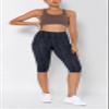 ODODOS Women's Knee Length High Waisted Yoga Capri Leggings with Pockets, Printed Workout Running Sports Athletic Yoga Capris, Wave Line Charcoal, XX-Large view 4