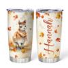 Hyturtle Personalized Fall Llama Maple Leaves Tumbler - Birthday Gifts For Llama Lovers - Fall Autumn Decor Gifts For Farmhouse Thanksgiving - Custom Name 20oz Stainless Steel Tumbler Travel Cup view 1