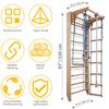 Wooden Sport Swedish Ladder - Wall Stall Bars with Pull Up Bar and Rope attachements - Suitable for Home, School, Gym, Yoga and Pilates Studio (Adjustable Pull Up Bar) view 2