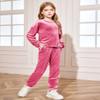 Arshiner Girls Velvet Tracksuits Cute Jogging Suits Sets for Kids Athletic Clothes Sportswear Winter Fall Lilac Size 9-10Y view 2