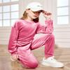 Arshiner Girls Velvet Tracksuits Cute Jogging Suits Sets for Kids Athletic Clothes Sportswear Winter Fall Lilac Size 9-10Y view 3