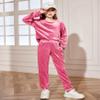 Arshiner Girls Velvet Tracksuits Cute Jogging Suits Sets for Kids Athletic Clothes Sportswear Winter Fall Lilac Size 9-10Y view 4