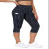 ODODOS Women's High Waisted Pattern Capri Leggings with Pockets, Non See Through Sports Athletic Workout Running Yoga Capris, Wave Line Charcoal, X-Large view 1