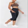 ODODOS Women's High Waisted Pattern Capri Leggings with Pockets, Non See Through Sports Athletic Workout Running Yoga Capris, Wave Line Charcoal, X-Large view 3