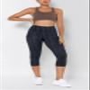 ODODOS Women's High Waisted Pattern Capri Leggings with Pockets, Non See Through Sports Athletic Workout Running Yoga Capris, Wave Line Charcoal, X-Large view 4