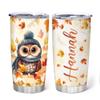 Hyturtle Personalized Fall Owl Maple Leaves Tumbler - Birthday Gifts For Owl Lovers - Fall Autumn Decor Gifts For Farmhouse Thanksgiving - Custom Name 20oz Stainless Steel Tumbler Travel Cup view 1