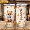 Hyturtle Personalized Fall Fox Maple Leaves Tumbler - Birthday Gifts For Fox Lovers - Fall Autumn Decor Gifts For Farmhouse Thanksgiving - Custom Name 20oz Stainless Steel Tumbler Travel Cup view 2