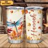 Hyturtle Personalized Fall Dragonfly Maple Leaves Tumbler - Birthday Gifts For Dragonfly Lovers - Fall Autumn Decor Gifts For Thanksgiving - Custom Name 20oz Stainless Steel Tumbler Travel Cup view 2