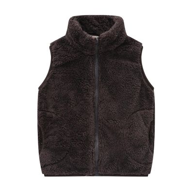 Kids Boys Full Zip Polar Fleece Vest Sleeveless Outwear Lightweight Warm Jacket with Pockets (Brown, 18-24 Months)