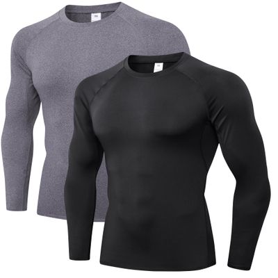 Men's Compression Shirts Long Sleeve Athletic T Shirt Workout Cool Dry Running Tops Gym Undershirts Baselayers 1/2 Pack