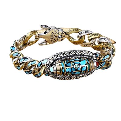 QQLADY Six-Character Mantra Bead Bracelet,Buddhist Transfer Meditation Bracelet, 9 Eyes Tibetan Dzi Beads Bracelets (1PCS,M)