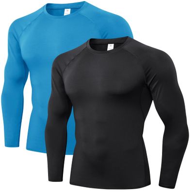 Men's Compression Shirts Long Sleeve Athletic T Shirt Workout Cool Dry Running Tops Gym Undershirts Baselayers 1/2 Pack