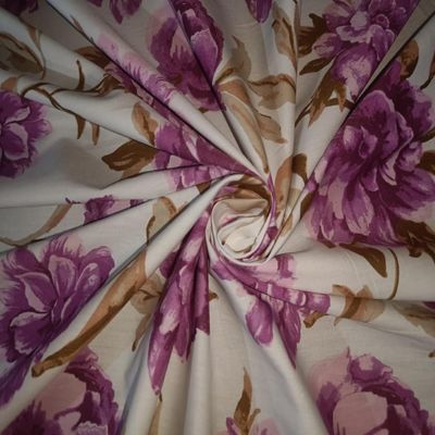 100% Cotton Poplin Floral Print Purple 58" Wide