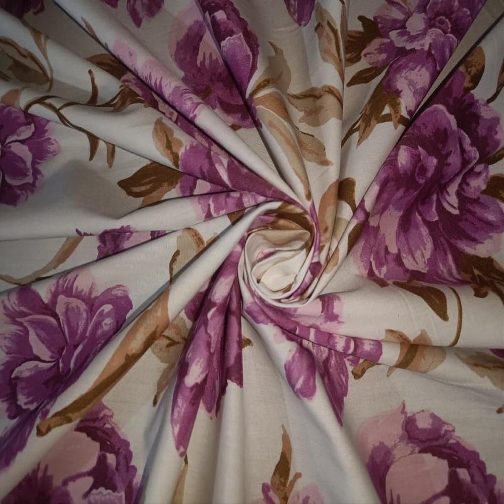 100% Cotton Poplin Floral Print Purple 58" Wide