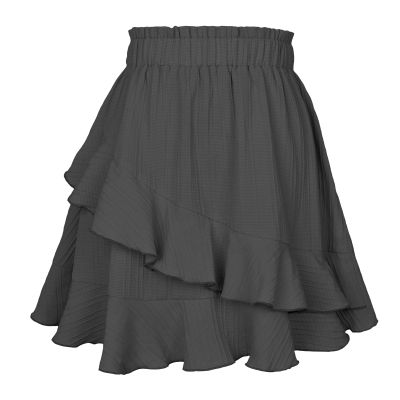 &-%48 Black Skort for Juniors Chiffon Midi Pleated Peplum High Leg Basic Asymmetrical Skirt Women 2025 Clothing Fashion Y2K 2Z XL