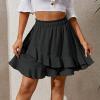 &-%48 Black Skort for Juniors Chiffon Midi Pleated Peplum High Leg Basic Asymmetrical Skirt Women 2025 Clothing Fashion Y2K 2Z XL view 2