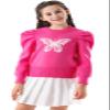 SMILING PINKER Girls Sweater Pullover Puff Sleeve Crew Neck Butterfly Camellia Knitted Crop Top(11-12 Years,Hot Pink) view 1