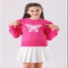 SMILING PINKER Girls Sweater Pullover Puff Sleeve Crew Neck Butterfly Camellia Knitted Crop Top(11-12 Years,Hot Pink) view 4