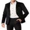 chouyatou Men's Solid Velvet Blazer Basic Slim Fit Two Button Prom Party Dinner Blazer Jacket (X-Large, Black) view 1