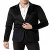 chouyatou Men's Solid Velvet Blazer Basic Slim Fit Two Button Prom Party Dinner Blazer Jacket (X-Large, Black) view 2