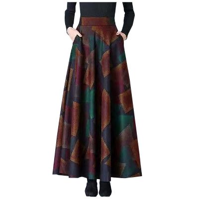 G-580 Khaki Graphic Long Skirts for Women Long Midi Knee Length Sexy Vintage High Cut A Line Renaissance Peasant Ethnic Steampunk Skorts Teen Girls 2025 Clothes Trendy OC M
