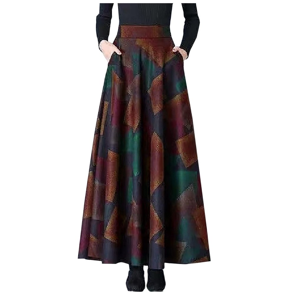G-580 Khaki Graphic Long Skirts for Women Long Midi Knee Length Sexy Vintage High Cut A Line Renaissance Peasant Ethnic Steampunk Skorts Teen Girls 2025 Clothes Trendy OC M
