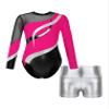 Agoky Girls 2Pcs Sparkle Ballet Dance Outfits Mesh Splice Gymnastic Leotard Unitard Biketard with Booty Shorts Set Tracksuit Hot Pink&Silver B 8 Years
