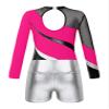 Agoky Girls 2Pcs Sparkle Ballet Dance Outfits Mesh Splice Gymnastic Leotard Unitard Biketard with Booty Shorts Set Tracksuit Hot Pink&Silver B 8 Years view 4