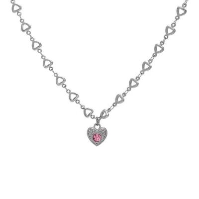 ORTTE Pink Diamond Love Necklace New Titanium Steel Non-fading Necklace