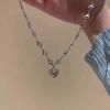 ORTTE Pink Diamond Love Necklace New Titanium Steel Non-fading Necklace view 2