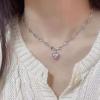 ORTTE Pink Diamond Love Necklace New Titanium Steel Non-fading Necklace view 3