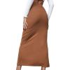 3-X86 Brown Skorts for Teen Girls Maxi Long Ribbed Wrap with Slit Pencil Criss Cross Basic Skorts Womens 2025 Clothing Trendy Country Concert Y2K WC XXL view 3