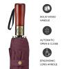 G4Free 54 Inch Large Compact Windproof Golf Umbrella for Rain Oversized Auto Open Close Folding Travel 10 Ribs Vented Double Canopy Umbrella for Women Men (Wine Red) view 3