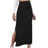 3-X86 Black Womens Skorts Skorts for Ladies Ribbed Wrap with Slit Pencil Criss Cross Plain Maxi Long Skorts 2025 Clothes 4R XXL view 1