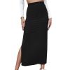 3-X86 Black Womens Skorts Skorts for Ladies Ribbed Wrap with Slit Pencil Criss Cross Plain Maxi Long Skorts 2025 Clothes 4R XXL view 2