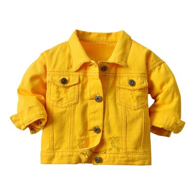 Baby Boys Girls Denim Jacket Kids Toddler Button Down Jeans Jacket Top Coat Outerwear Casual Rain (Gold, 3-4 Years)