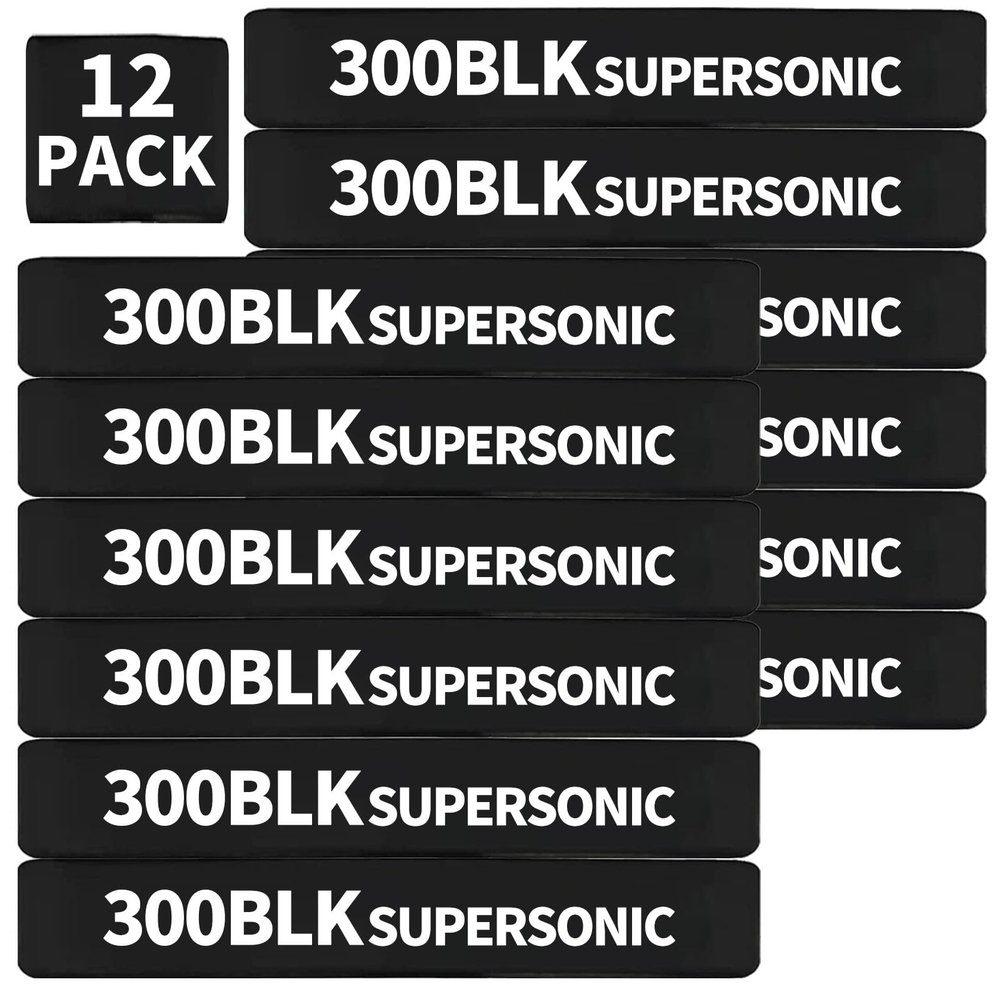 12 Pack Miaozhun 300 BLK Supersonic Magazine Marking Bands .300 Blackout Supersonic Magazine Ammo Caliber Identification Bands (Black-White)
