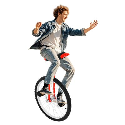BANLICALI Unicycle, 24 Inch Wheel Unicycle with Rim and Pedals, Height Adjustment 36"-40", 154lbs Load Capacity, Modern Steel Outdoor Unicycles for Adults Red