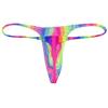 OROCOJUCO Men's Mini Bikini T-back Underwear Slim Cut Pouch Swim G-string Minimal Coverage Tangas Hipster String Thong Blue Rainbow Stripe L view 3