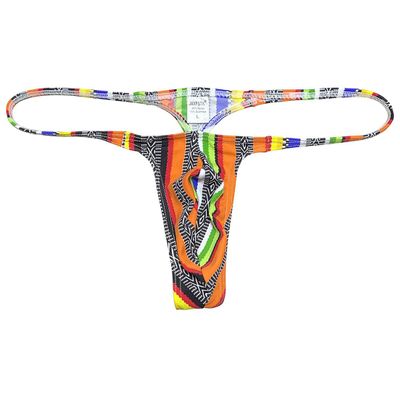 OROCOJUCO Men's Mini Bikini T-back Underwear Slim Cut Pouch Swim G-string Minimal Coverage Tangas Hipster String Thong Mosaic Stripe M