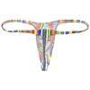 OROCOJUCO Men's Mini Bikini T-back Underwear Slim Cut Pouch Swim G-string Minimal Coverage Tangas Hipster String Thong Mosaic Stripe M view 3