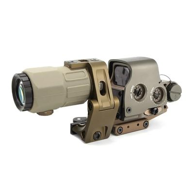 558 Red Dot Sight with G45X 5X Magnifier Scope with Red Dot Riser Mount Base and Slide QD Flip Up Magnifier Scope Mount 4PCS Combo,Tan