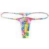 OROCOJUCO Men's Mini Bikini T-back Underwear Slim Cut Pouch Swim G-string Minimal Coverage Tangas Hipster String Thong Yellow Oil Painting M view 1