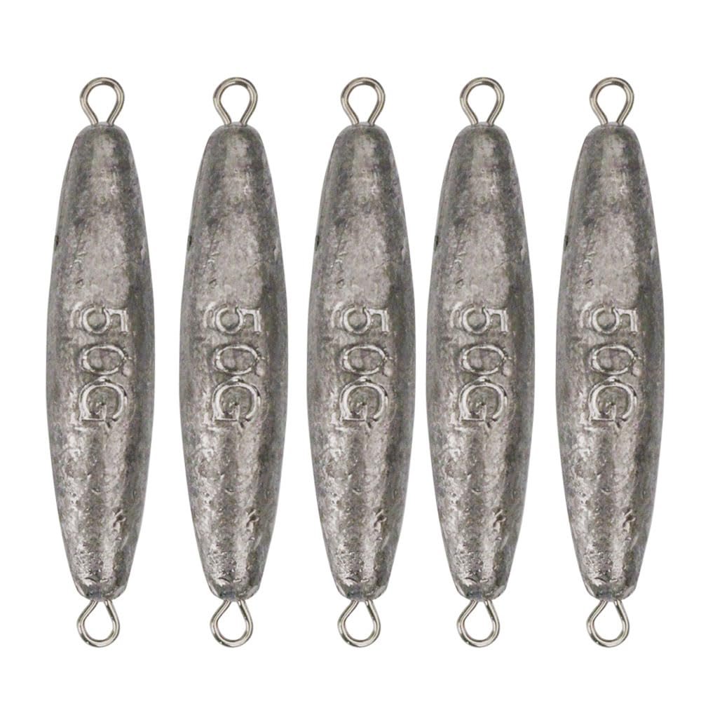 Laxygo Inline Trolling Sinkers Kit Double Ring Lead Fishing Weights Casting Sinker Bullet/Olive Sinker for Saltwater and Freshwater Fishing (30g(1.0oz)-5pcs)