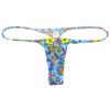 OROCOJUCO Men's Mini Bikini T-back Underwear Slim Cut Pouch Swim G-string Minimal Coverage Tangas Hipster String Thong Blue Flower M view 1